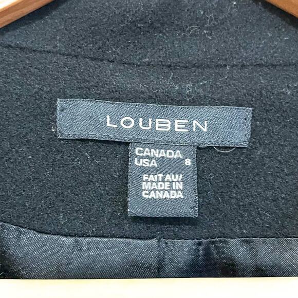 Louben Cashmere Wool Womens Coat Size 8 Black Old Money Overcoat Peacoat Luxury - Picture 7 of 8
